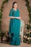 Shop_PREETI MEHTA_Green Georgette Viscose 60% And 40% Pleated Pre-draped Saree With Blouse _Online_at_Aza_Fashions