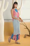 Shop_PREETI MEHTA_Blue Georgette Viscose 60% And 40% Polyester Digital Printed Straight & Pant Set _Online_at_Aza_Fashions