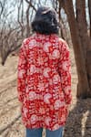 Shop_Marche_Red Cotton Hand Block Printed Floral Collar Amer Shirt _at_Aza_Fashions
