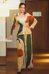 Buy_Nautanky_Beige Natural Crepe Printed Abstract Geometric Lapel Blazer And Pant Set _at_Aza_Fashions