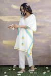 Buy_Nero India_Ivory Cotton Dobby Embroidered Gota Embellished Tasseled Kaftan Tunic And Pant Set _at_Aza_Fashions