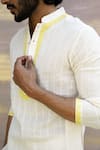 Shop_Nero India_Off White Cotton Dobby Stripe Pattern Kurta And Pant Set _Online_at_Aza_Fashions