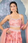 Two Sisters By Gyans x AZA_Orange Georgette Tie Dye Pattern Lehenga Embroidered Blouse Set _at_Aza_Fashions