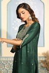 Buy_Two Sisters By Gyans x AZA_Green Satin Embroidered Zardozi Notched Kurta Set 