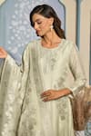 Two Sisters By Gyans x AZA_Off White Tissue Woven Floral Round Banarasi Kurta Set _Online