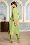 Two Sisters By Gyans x AZA_Green Tissue Woven Floral Notched Banarasi Kurta Pant Set _Online