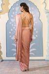 Two Sisters By Gyans x AZA_Pink Saree Satin Embroidered Sequins Square Draped Dhoti With Blouse _Online_at_Aza_Fashions