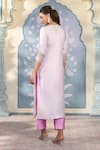 Two Sisters By Gyans x AZA_Purple Kurta Satin Embroidered Floral Notched Zardozi Set _Online