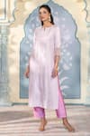 Buy_Two Sisters By Gyans x AZA_Purple Kurta Satin Embroidered Floral Notched Zardozi Set _Online