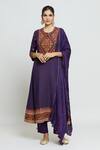 Buy Shraddha Rambhia Purple Silk Embroidery Round Neck Kashmiri Thread Kurta And Pant Set at Aza Fashions Buy_Shraddha Rambhia_Purple Silk Embroidery Round Neck Kashmiri Thread Kurta And Pant Set_at_Aza_Fashions