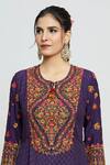 Shraddha Rambhia Purple Silk Embroidery Round Neck Kashmiri Thread Kurta And Pant Set Online at Aza Fashions Shraddha Rambhia_Purple Silk Embroidery Round Neck Kashmiri Thread Kurta And Pant Set_Online_at_Aza_Fashions