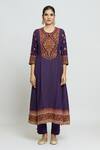 Shraddha Rambhia Purple Silk Embroidery Round Neck Kashmiri Thread Kurta And Pant Set at Aza Fashions Shraddha Rambhia_Purple Silk Embroidery Round Neck Kashmiri Thread Kurta And Pant Set_at_Aza_Fashions