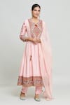Shraddha Rambhia Pink Silk Embroidery Round Neck Kashmiri Thread Work Kurta And Pant Set at Aza Fashions Shraddha Rambhia_Pink Silk Embroidery Round Neck Kashmiri Thread Work Kurta And Pant Set_at_Aza_Fashions