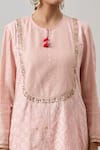 Shop_SHRADDHA RAMBHIA_Pink Banarasi Silk Embroidery Marodi Round Florin Work Pintucked Yoke Kurta Set _Online_at_Aza_Fashions