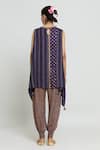 Shop_SHRADDHA RAMBHIA_Purple Slub Silk/satin Silk Pintucked High Low Tunic With Gul Print Balloon Pant _at_Aza_Fashions