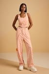 Buy_Muvazo_Orange 55% Cotton 45% Poly Print Geometric Maze Mystique Pant  _at_Aza_Fashions
