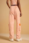 Shop_Muvazo_Orange 55% Cotton 45% Poly Print Geometric Maze Mystique Pant  _at_Aza_Fashions