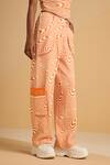 Buy_Muvazo_Orange 55% Cotton 45% Poly Print Geometric Maze Mystique Pant  _Online_at_Aza_Fashions