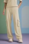 Buy_Muvazo_Beige Cotton, Polyester Collared Eclectic Enchantment Plain Top With Pant _Online_at_Aza_Fashions