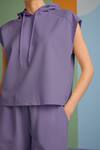 Buy_MUVAZO_Purple 80% Cotton Plain Hooded Neck Hoodie And Shorts Set _Online_at_Aza_Fashions