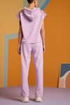 Buy_Muvazo_Purple Cotton, Polyester Halter Neck Digital Lavender Hoodie And Pant Set 