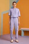 Buy_Muvazo_Purple Cotton, Polyester Mist Plain Hoodie Top And Joggers Set _at_Aza_Fashions