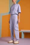 Muvazo_Purple Cotton, Polyester Mist Plain Hoodie Top And Joggers Set _Online_at_Aza_Fashions