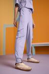 Buy_Muvazo_Purple Cotton, Polyester Mist Plain Hoodie Top And Joggers Set 