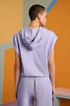 Shop_Muvazo_Purple Cotton, Polyester Halter Neck Mist Travel Plain Hoodie Top And Joggers Set _at_Aza_Fashions