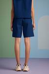 Shop_MUVAZO_Blue Interlock Plain Oh So Cool Solid Shorts _at_Aza_Fashions