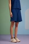 Buy_MUVAZO_Blue Interlock Plain Oh So Cool Solid Shorts _Online_at_Aza_Fashions