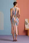 Shop_MUVAZO_Multi Color 100% Polyester Embroidery Crochet Rainbow Fringe Hem Dress _at_Aza_Fashions