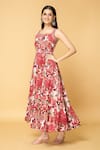 Buy_Adara Khan_Multi Color Muslin Embellished Mirror Work Square Floral Print Tiered Maxi Dress_Online_at_Aza_Fashions