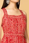 Buy_Samyukta Singhania_Red Muslin Embellished Bandhej Square Print Tiered Maxi Dress _Online_at_Aza_Fashions