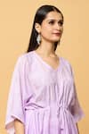 Shop_Samyukta Singhania_Purple Chanderi Embroidery V-neck Chikankari Phool Shaded Kaftan _Online_at_Aza_Fashions