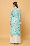 Shop_Khwaab by Sanjana Lakhani_Green Muslin Embroidery Chikankari Round Neck Bahar Print And Kurta _at_Aza_Fashions