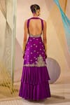 Anu Pellakuru_Purple Raw Silk Hand Embroidered Zardosi Round Gown _Online_at_Aza_Fashions