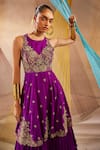 Buy_Anu Pellakuru_Purple Raw Silk Hand Embroidered Zardosi Round Gown _Online_at_Aza_Fashions