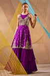 Shop_Anu Pellakuru_Purple Raw Silk Hand Embroidered Zardosi Round Gown _Online_at_Aza_Fashions