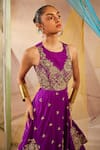 Buy_Anu Pellakuru_Purple Raw Silk Hand Embroidered Zardosi Round Gown 