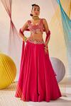 Buy_Anu Pellakuru_Pink Lehenga And Blouse Raw Silk Hand Embroidered Resham Round Set _at_Aza_Fashions