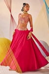 Buy_Anu Pellakuru_Pink Lehenga And Blouse Raw Silk Hand Embroidered Resham Round Set _Online_at_Aza_Fashions