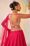 Anu Pellakuru_Pink Lehenga And Blouse Raw Silk Hand Embroidered Resham Round Set _at_Aza_Fashions