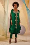 Buy_Anu Pellakuru_Green Modal Silk Hand Embroidered Zardosi V Neck Tunic Pant Set _Online_at_Aza_Fashions