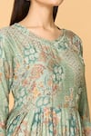 Shop_Samyukta Singhania_Green Muslin Printed Mirror Work V Neck Geometric Kurta With Naira Cut Pant _Online_at_Aza_Fashions