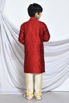 Shop_Samyukta Singhania_Red Silk, Cotton Embroidery Gardenia Kurta With Churidar _at_Aza_Fashions
