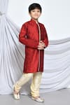 Shop_Samyukta Singhania_Red Silk, Cotton Embroidery Gardenia Kurta With Churidar _Online_at_Aza_Fashions