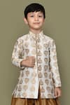 Buy_Petite Pomme_Cream Denim, Silk Embroidery Spade Bloom Motif Kurta With Patiala Pant _Online_at_Aza_Fashions