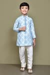 Buy_Petite Pomme_Blue Silk Embroidery Art Nouveau Kurta With Churidar _at_Aza_Fashions