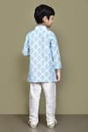 Shop_Petite Pomme_Blue Silk Embroidery Art Nouveau Kurta With Churidar _at_Aza_Fashions